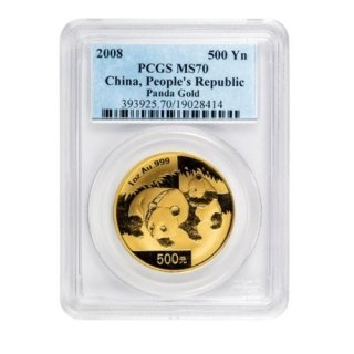 2008 NGC 最高鑑定MS70中国 『ゴールドパンダ』1オンス（31.1g） 地金型金貨 スラブケース付 未使用