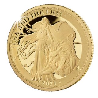2021セントヘレナ『ウナとライオン』プルーフ1/4オンス （7.8g）金貨  限定499 専用箱付 新品　