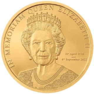 2022年クック諸島『エリザベス女王 追悼』 プルーフ金貨 0.5g 限定25,000枚 新品
