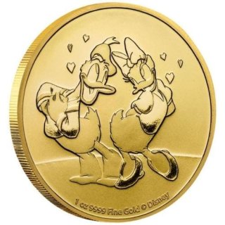 2021 ニウエ ディズニー『ドナルドとデイジー』1オンス 地金型金貨 カプセルケース付き 限定100枚 新品未使用