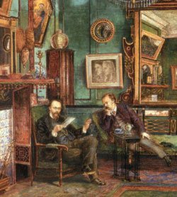 Dante Gabriel Rossetti's drawing room at No. 16 Cheyne Walk, 1882, by Henry Treffry Dunn.ʬ