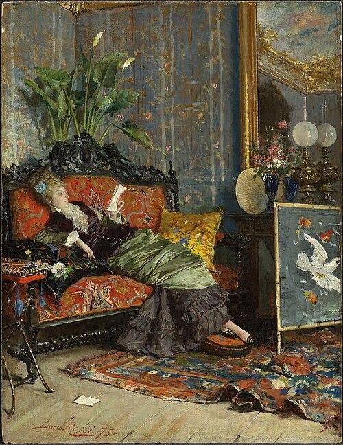 Young Woman Reading by Lucius Rossi 1875(1846-1913)