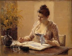 Lady Writing a Letter by Albert Edelfelt(1854-1905)