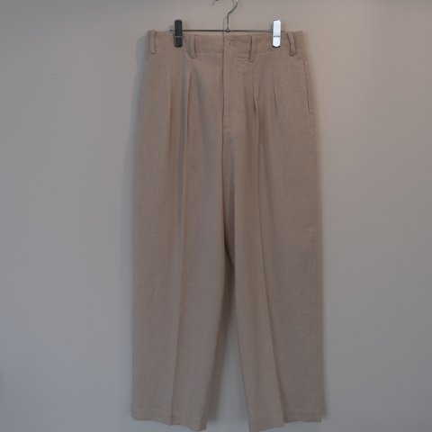 Gorsch the merrycoachman / Cotton Linen slab cloth Two In-tack Wide Trousers(Clay)