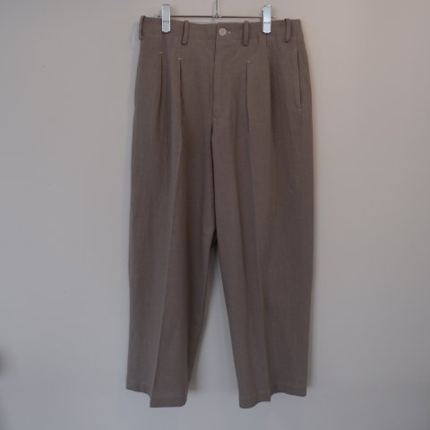 Gorsch the merrycoachman / Cotton Linen slab cloth Two In-tack Wide Trousers(Moss)