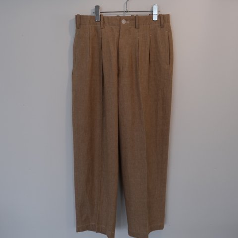 Gorsch the merrycoachman / Cotton Linen Rough Woven Twill Two In-tack Wide Trousers(Soil)