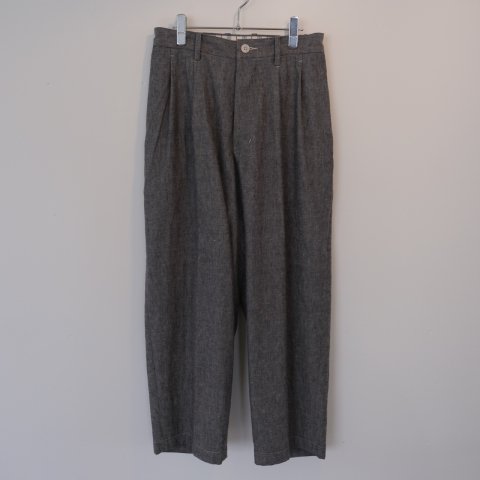 Gorsch the merrycoachman / Cotton Linen Rough Woven Twill Two out-tack flowing Trousers(Ash)