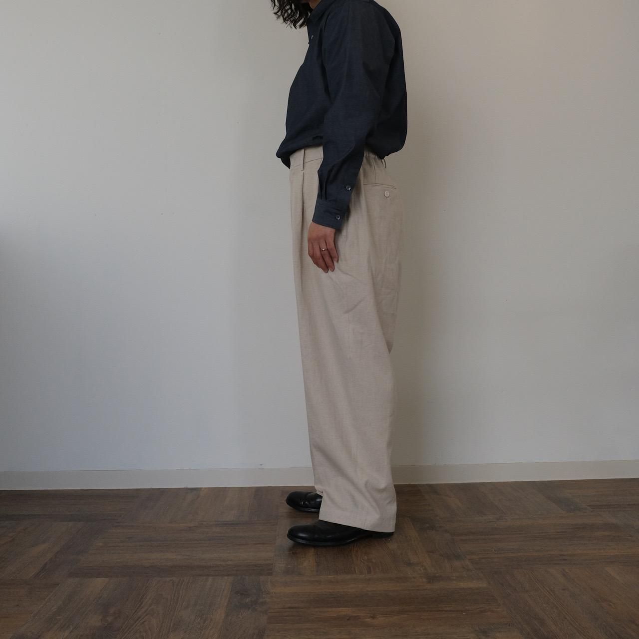 Gorsch(ゴーシュ）/ Rough Woven Twill Two out-tack flowing Trousers(clay)