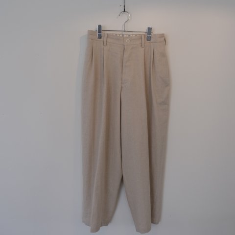 Gorsch the merrycoachman / Cotton Linen Rough Woven Twill Two out-tack flowing Trousers(Clay)