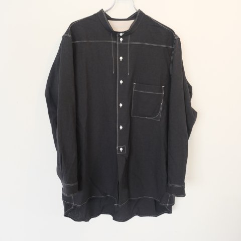 Gorsch the merrycoachman / Stand Collar Solid Long Shirt(RAMP  BLACK)