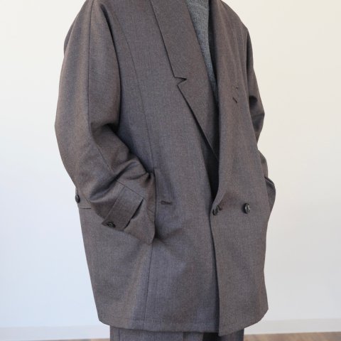 Gorsch the merrycoachman / Notched Schawl Collar Double Breasted Serge Wool Short Coat 