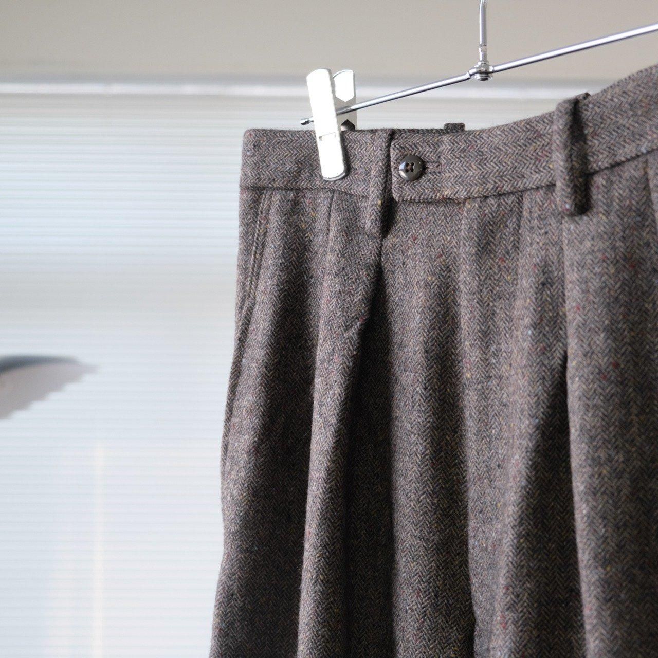 m's braque(エムズ ブラック) / TUCKED BAGGY PANTS TWEED