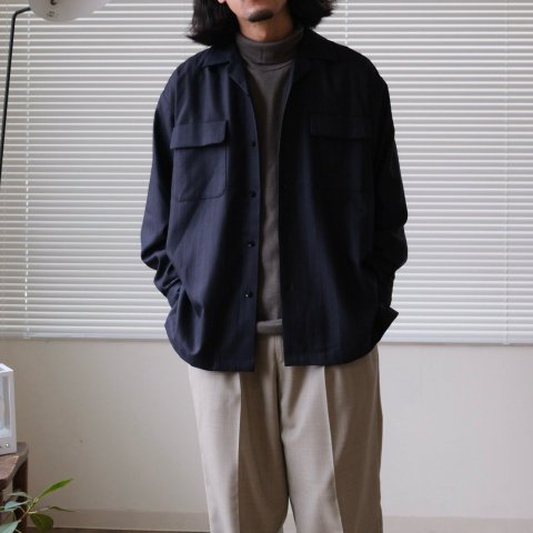 un/unbient / Kaikin Shirt Wool flannel Navy ST