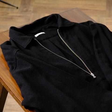 ULTERIOR(َÎ؎) / WOOL SILK MESH HALF-ZIP SHIRTLAST ONE