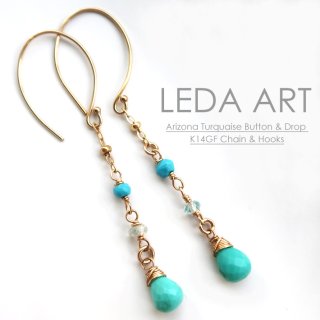 ターコイズピアス | シンプルでおしゃれな大ぶり天然石ピアス | LEDA ART