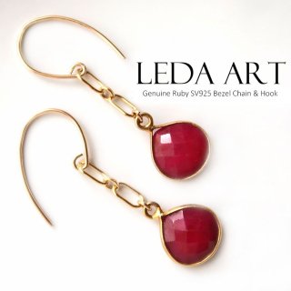 ルビーピアス | シンプルでおしゃれな大ぶり天然石ピアス | LEDA ART