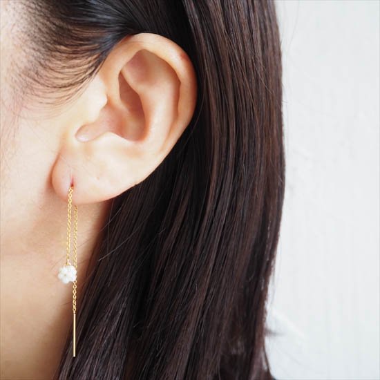 ピアス【Swing】/14KGF*ミニ編み玉サンゴ+アメリカンピアス - Accessory Shop Ouca