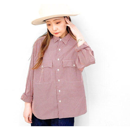 PORTER CLASSIC ROLL UP NEW GINGHAM CHECK SHIRT ( PC-016-2213 ポータークラシック  ロールアップシャツ レディース )