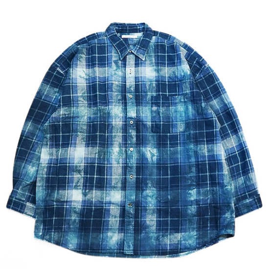 CATTA（カッタ）REGULAR WIDE SHIRTS-AMERICAN CHECK DYED ( BLUE ) レギュラーワイドシャツ  アメリカンチェック タイダイ染め ブルー