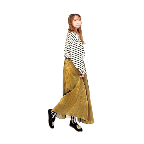 ITOCHI (イトチ) Aurora cloth double side pleated skirt ( プリーツ スカート ) Gold