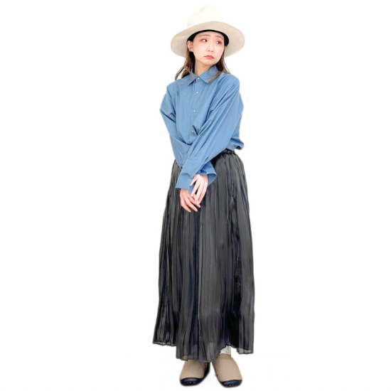 ITOCHI (イトチ) Aurora cloth double side pleated skirt ( プリーツ スカート ) charcoal