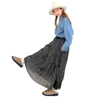 <img class='new_mark_img1' src='https://img.shop-pro.jp/img/new/icons47.gif' style='border:none;display:inline;margin:0px;padding:0px;width:auto;' />ITOCHI Aurora cloth double side pleated skirt charcoal (ȥ 饯 ץ꡼ ) 
