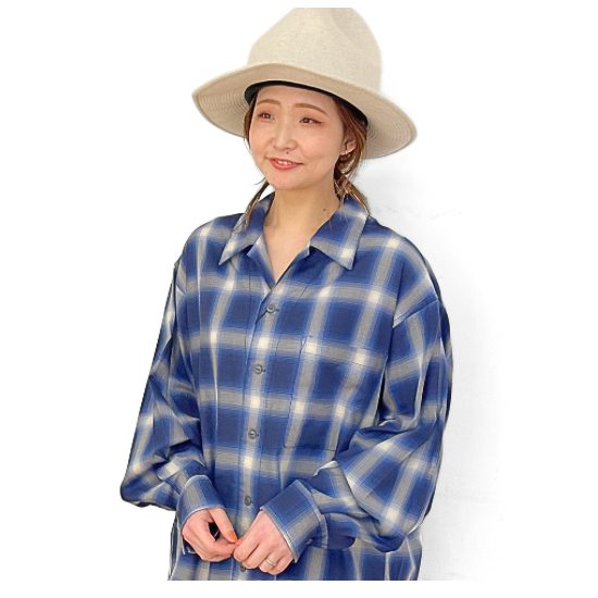 BARNS OUTFITTERS Ombre Check Shirt NAVY (バーンズアウトフィッターズ オンブレチェックシャツ BR-24140)