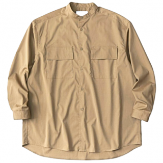 White Mountaineering<br>Repose Wear<br>BAND COLLAR SHIRT BEIGE