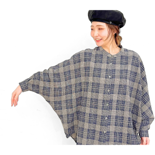 <img class='new_mark_img1' src='https://img.shop-pro.jp/img/new/icons47.gif' style='border:none;display:inline;margin:0px;padding:0px;width:auto;' />-yui-PONCHO BLOUSE Navy Plaid (-楤- YS24-BL01ݥ֥饦)