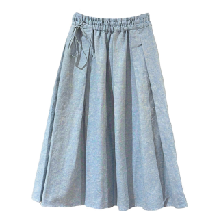 -yui-RANDOM TUCK SKIRT BLUE HERRINGBONE (-楤- YS24-SK02 ॿå)