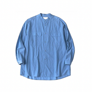 White Mountaineering Repose Wear BAND COLLAR SHIRT BLUE