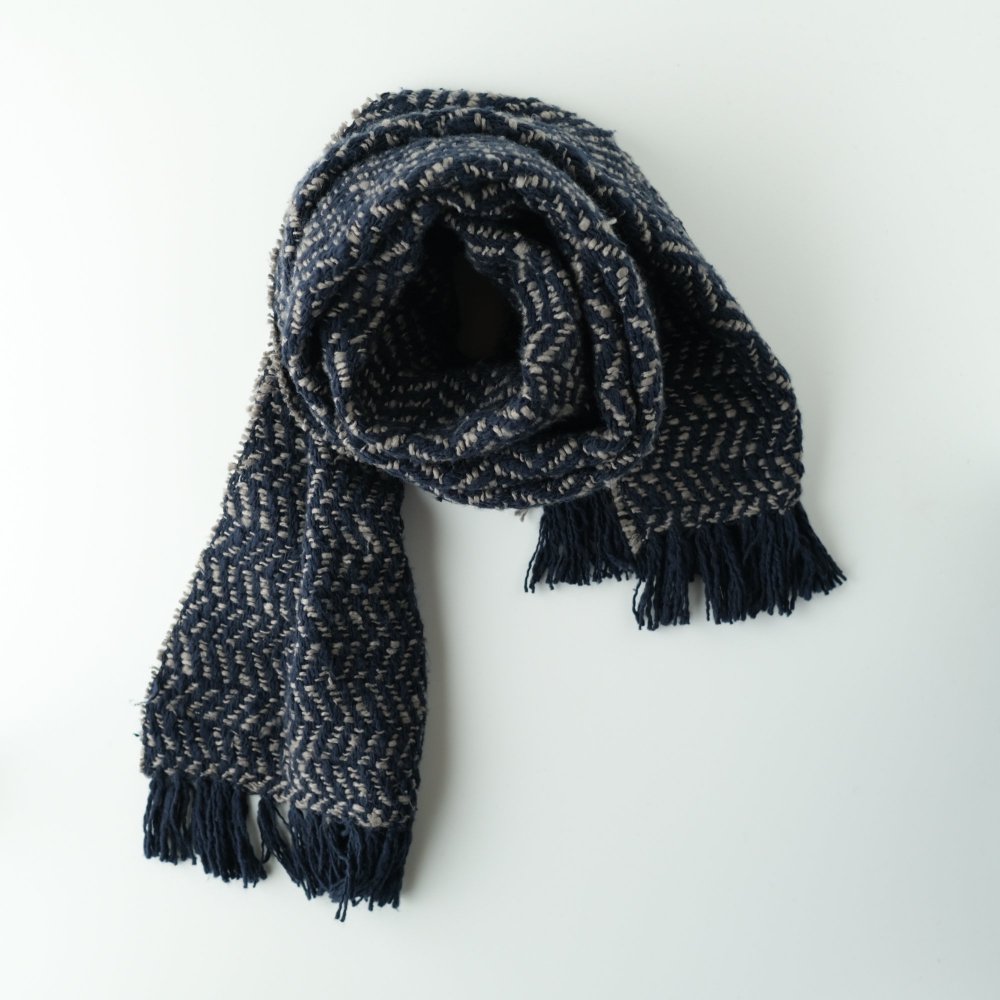 Suno&Morrison / Gara-bou Muffler Stole 
Herring bone-Navy Gray (ͥӡ졼إܡ)