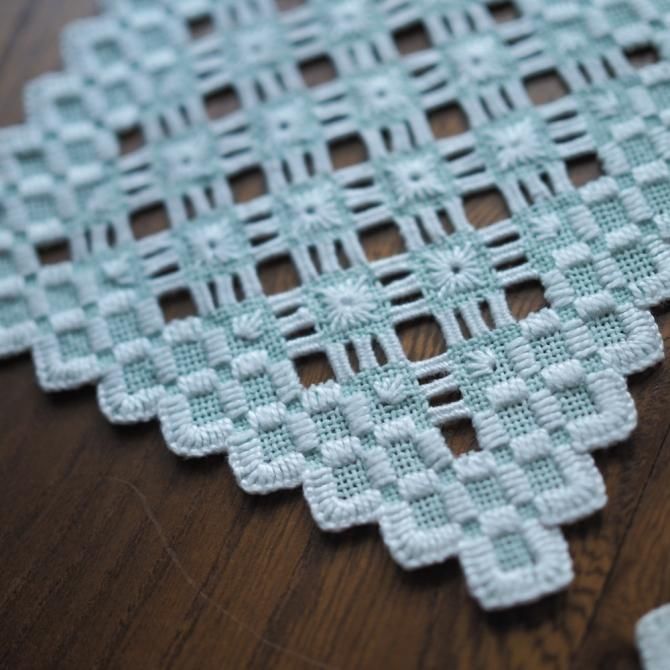 ハーダンガー刺繍のコースター（大） | スウェーデンヴィンテージ | 手