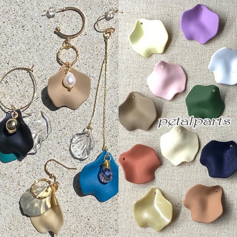 花びら ペタル パーツ マット加工 プラスチックチャーム フラワー 花びらアクセサリー 10個 ym1-2427 GreenRoseYumi  GreenRoseネットショップYumi