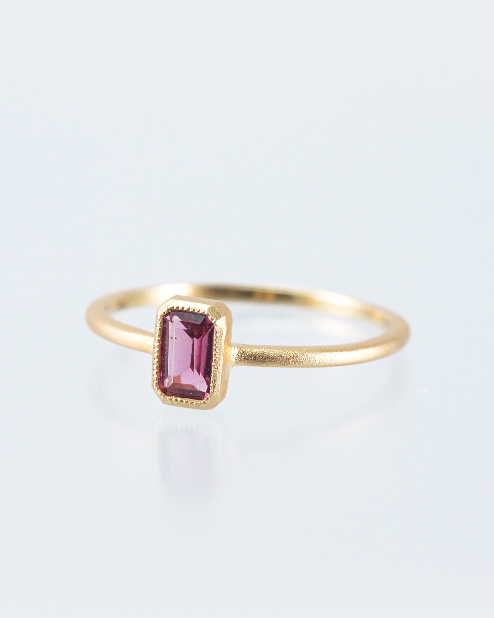 K18 Pink Tourmaline Ring / Emerald Cut
