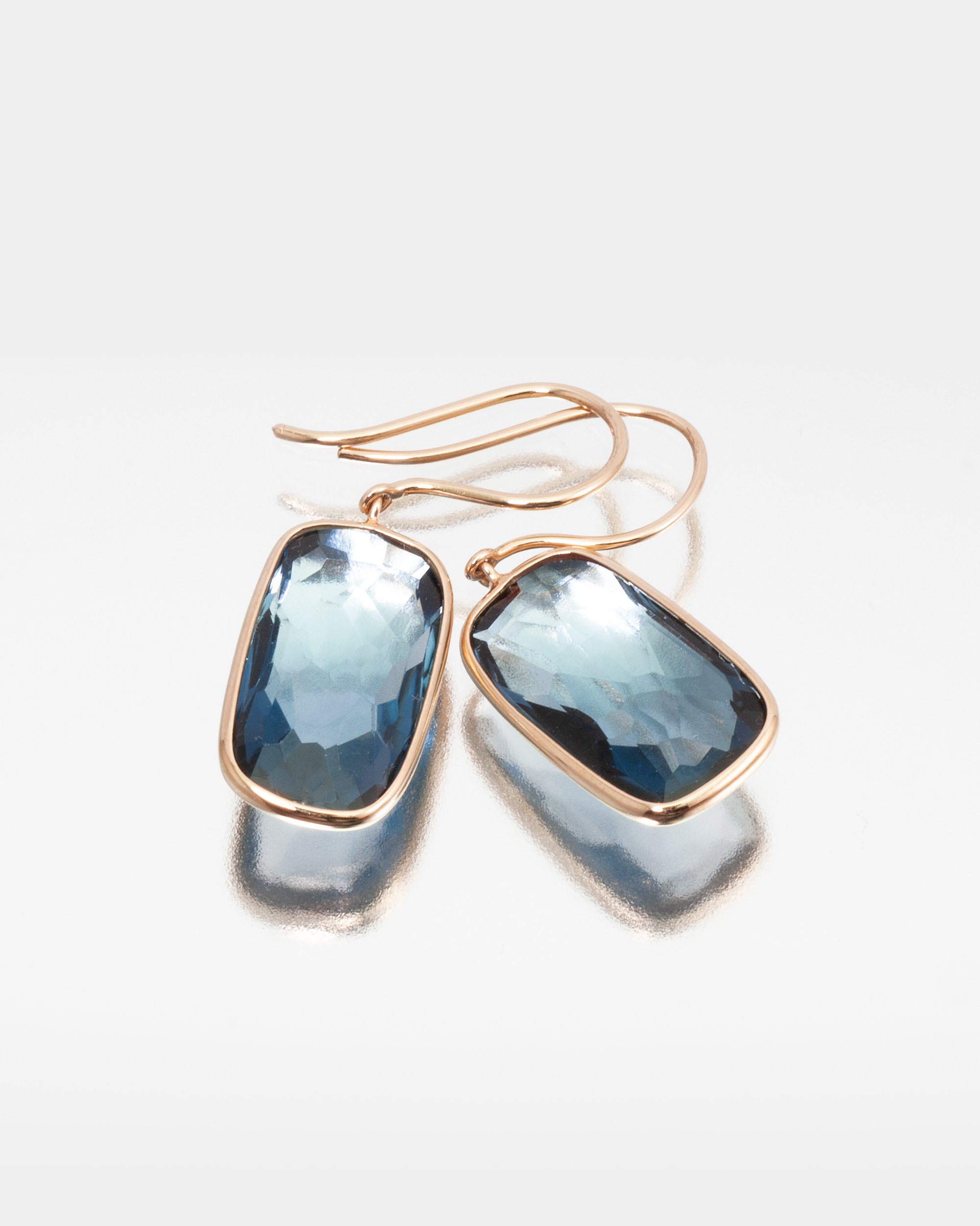 Frame Pierced Earrings / London blue topaz - Altgraph