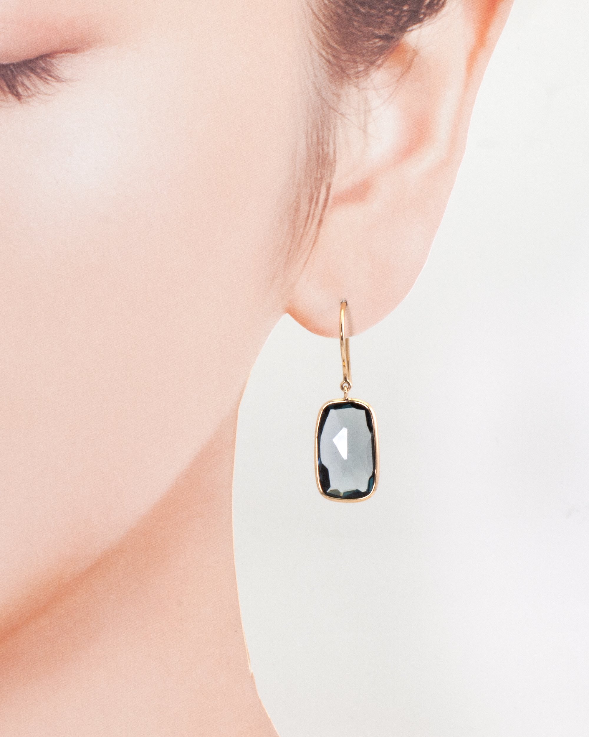 Frame Pierced Earrings / London blue topaz - Altgraph