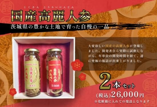 茨城産（国産）】 高麗人参（朝鮮人参）200ml瓶詰2本セット