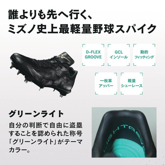 MIZUNO ミズノ ライトレボエリート 野球スパイク 金具スパイク 高校