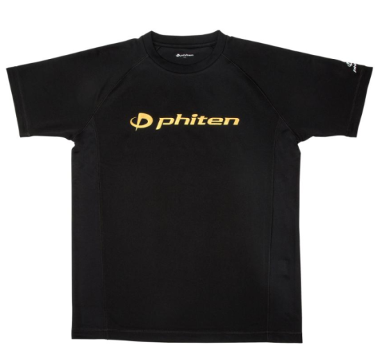 【数量限定】　phiten　ファイテン　RAKUシャツSPORTS　半袖　ブラック／金ロゴ　JG3490の商品画像