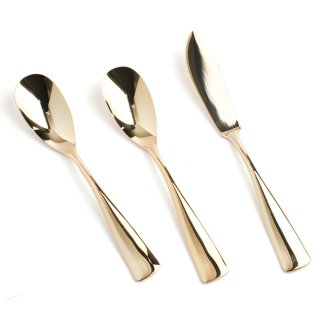 【名入れ可】COPPER the cutlery Gold mirror  アイススプーン バターナイフ 3本セット カパーザカトラリー ゴールドミラー アイスクリームスプーン ギフト プレゼント 銅