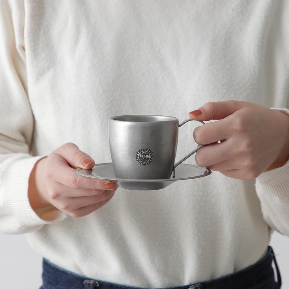 カップソーサーのカゴ　ヴィンテージ ○VINTAGE INOX ヴィンテージイノックス 青芳 DWカップ