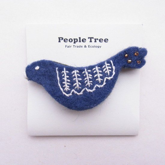 People Tree フェルトの手刺繍 バードブローチ - 海外の手仕事と日本の暮らしのいいものを