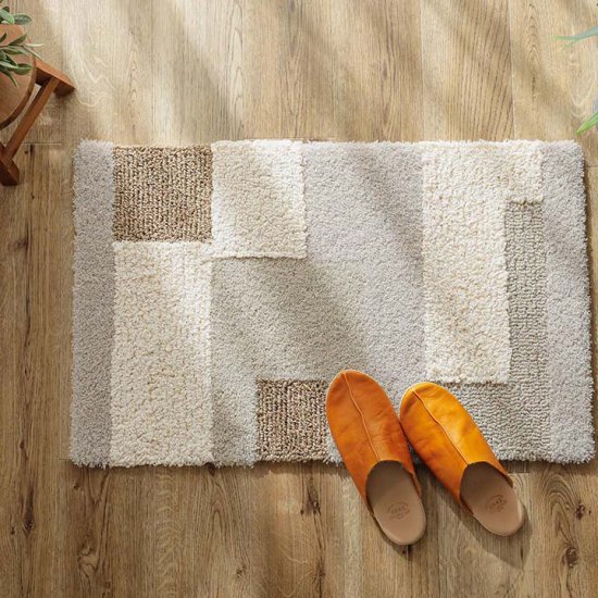 日本製　手洗いができる　|　  石畳をイメージした天然素材混の玄関マット （M）　【 Romano ロマーノ　45cm × 60cm  】312180