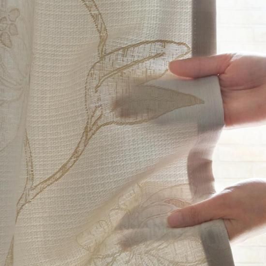 和モダンデザイン|ジャガード花柄のドレープが美しい形状記憶カーテン 【CH1301 Lotus  ロテュス IV アイボリー 】 -2