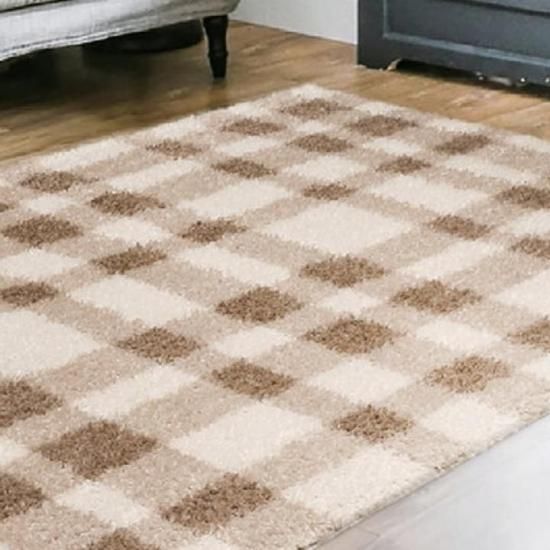 【Prevell ラグ カーペット】|プレーベル ラグ フルー FLU|ふわふわ フリーズ糸使用 チェック柄のおしゃれかわいいラグ・カジュアル&エレガントな北欧風インテリアに!-3