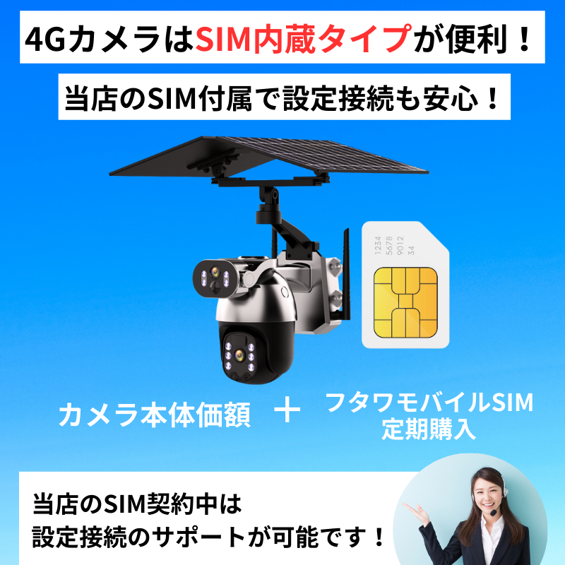 ソーラー充電式防犯カメラ 4G接続