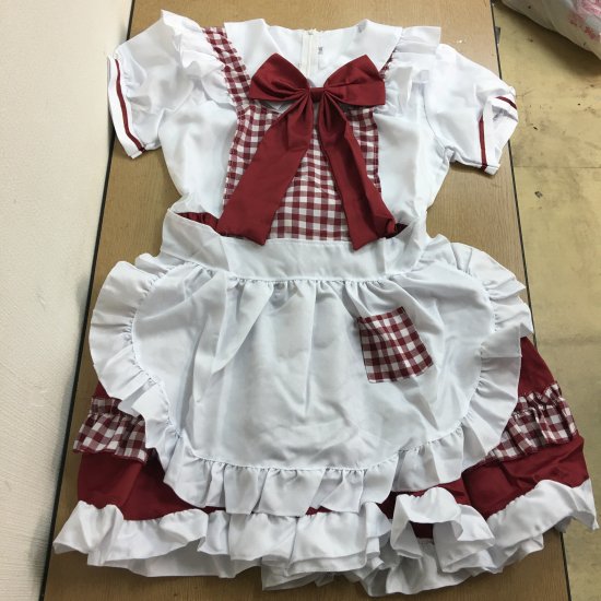 新品未使用】メイド服 半袖 赤 チェック - コスプレショップみつば堂