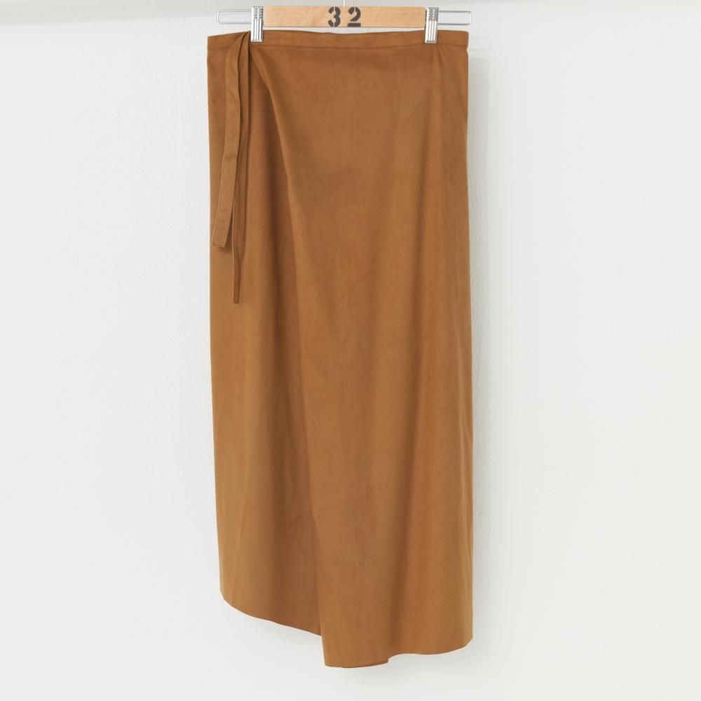 スカート MONOHA Suede wrap skirt camel Suede wrap skirt (light beige / camel / gray) : MONOHA