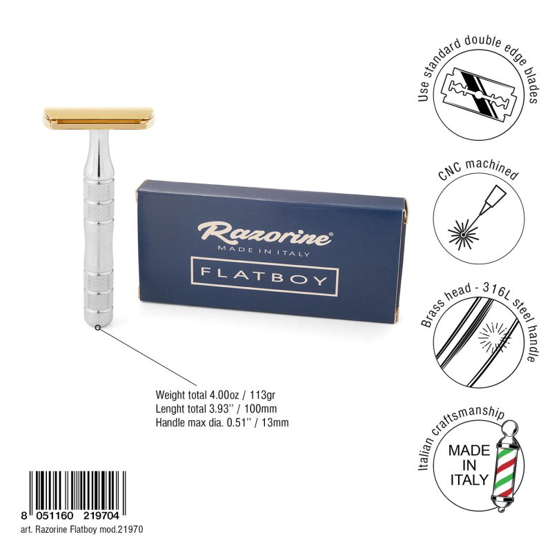 RAZORINE FLATBOY MODEL 70 BRASS & INOX | ラゾリン フラットボーイ 